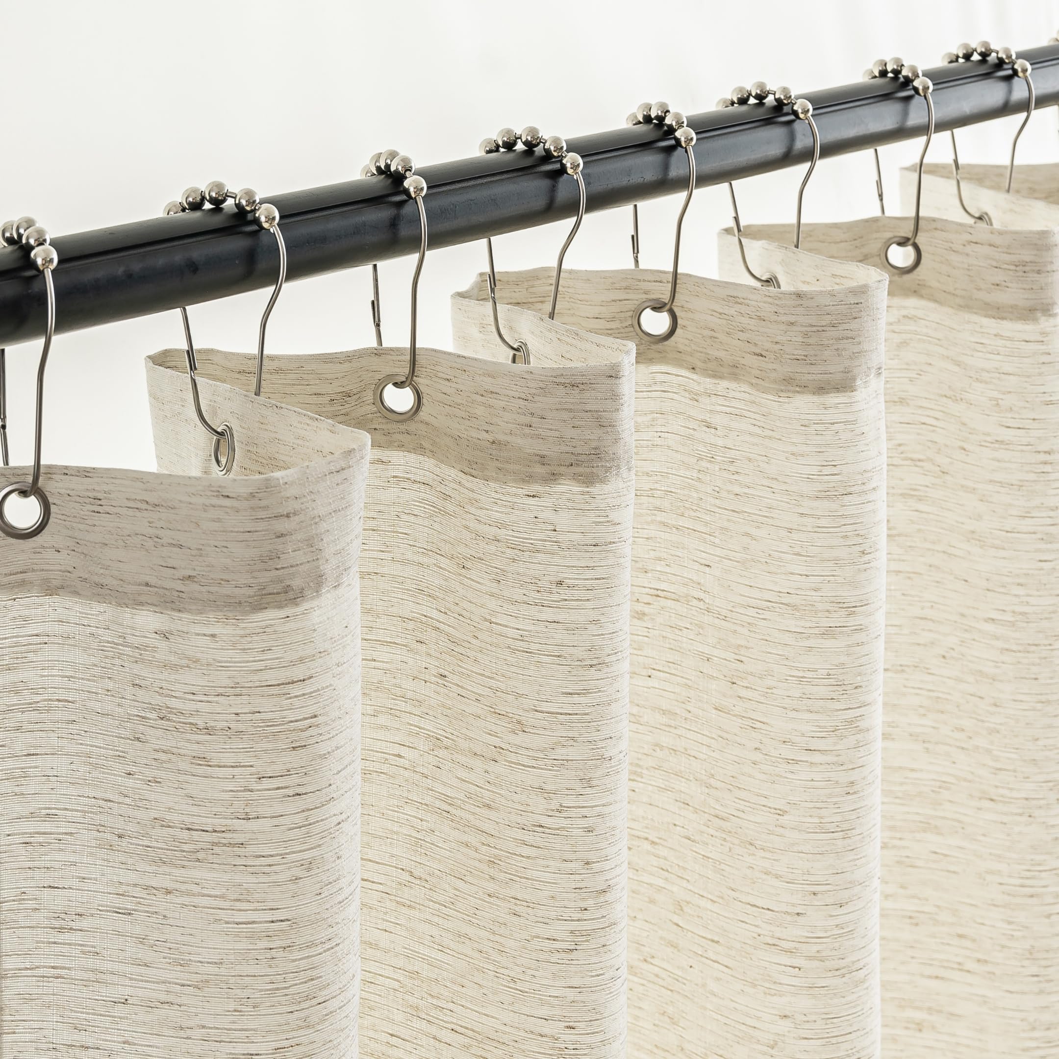 Photo 1 of VOILYBIRD Natural Farmhouse Linen Shower Curtain, Neutral Bath Decor Slub Texture Elegant Shower Curtain with Hooks, 72” x 72”