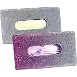 LUCIFER 2PCS Bling Sparkling Car Tissue Box Holder Crystal Sun Visor Face Masks Napkin Holder PU Leather Backseat Tissue Case