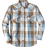 Dubinik® 6 oz Flannel Shirt for Men Western Cowboy Pearl Snap Long Sleeve Work Casual Buttons Vintage Plaid Shirts