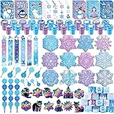 BenLouis 108Pcs Frozen School Stationery Party Favors Winter Snowflake Themed Classroom Gift Reward Prizes Bulk for Students Kids Holiday Frozen Birthday Goodie Bag Stuffers Pinata Filler