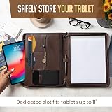 STYLIO Zipper Padfolio Walnut Faux Leather Binder Organizer view 3