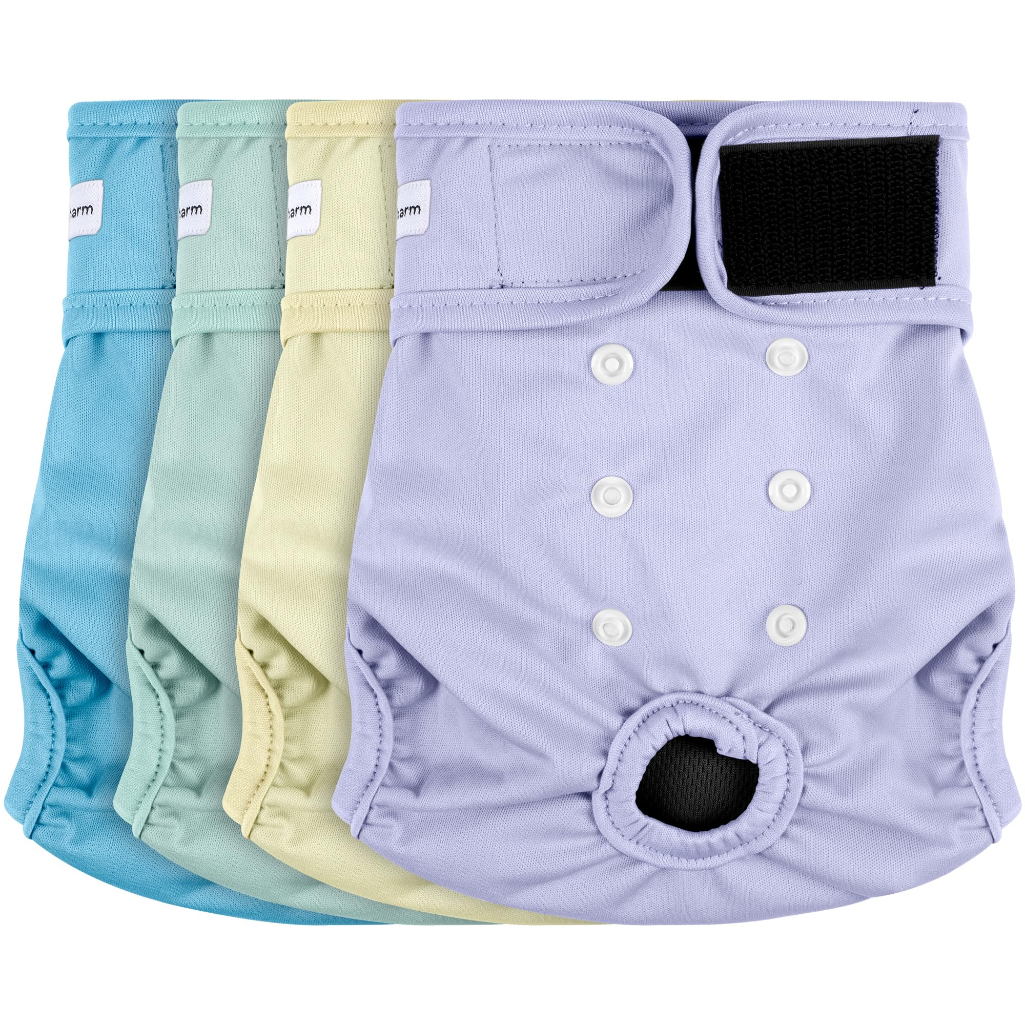 Photo 1 of Barklincharm 4 Pack Reusable Female Dog Diaper, Highly Absorbent Doggie Diapers for Female Dogs, Dog Diaper Medium, Yellow