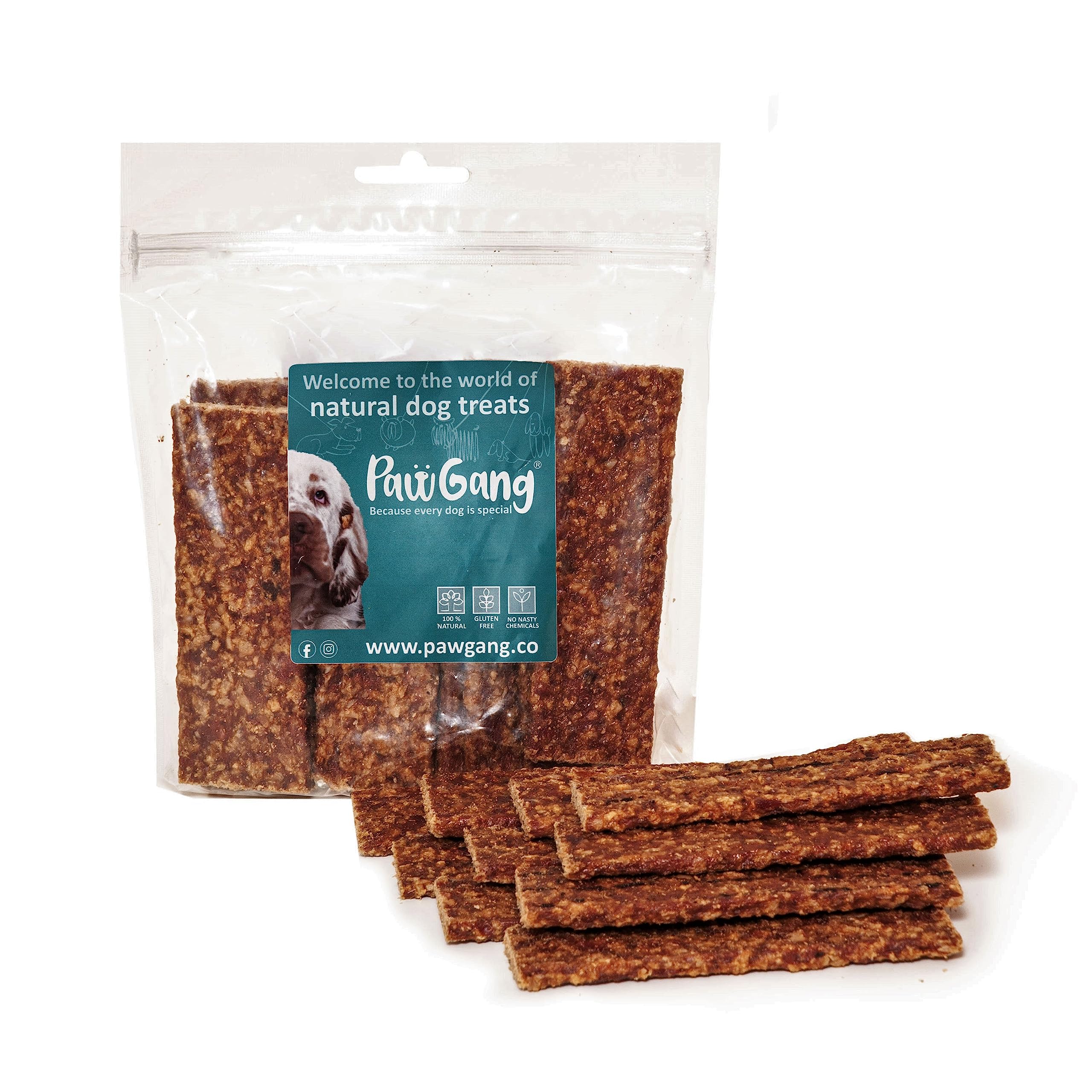 PawGang - Rabbit Meaty Strips 200g - 100% Natural Training Treats for Dogs Puppies Young Adult Old Small Large Dog - Air Dried Chews Snacks - Healthy Hypoallergenic - Low Fat Grain Free