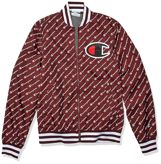 champion script aop satin baseball jacket