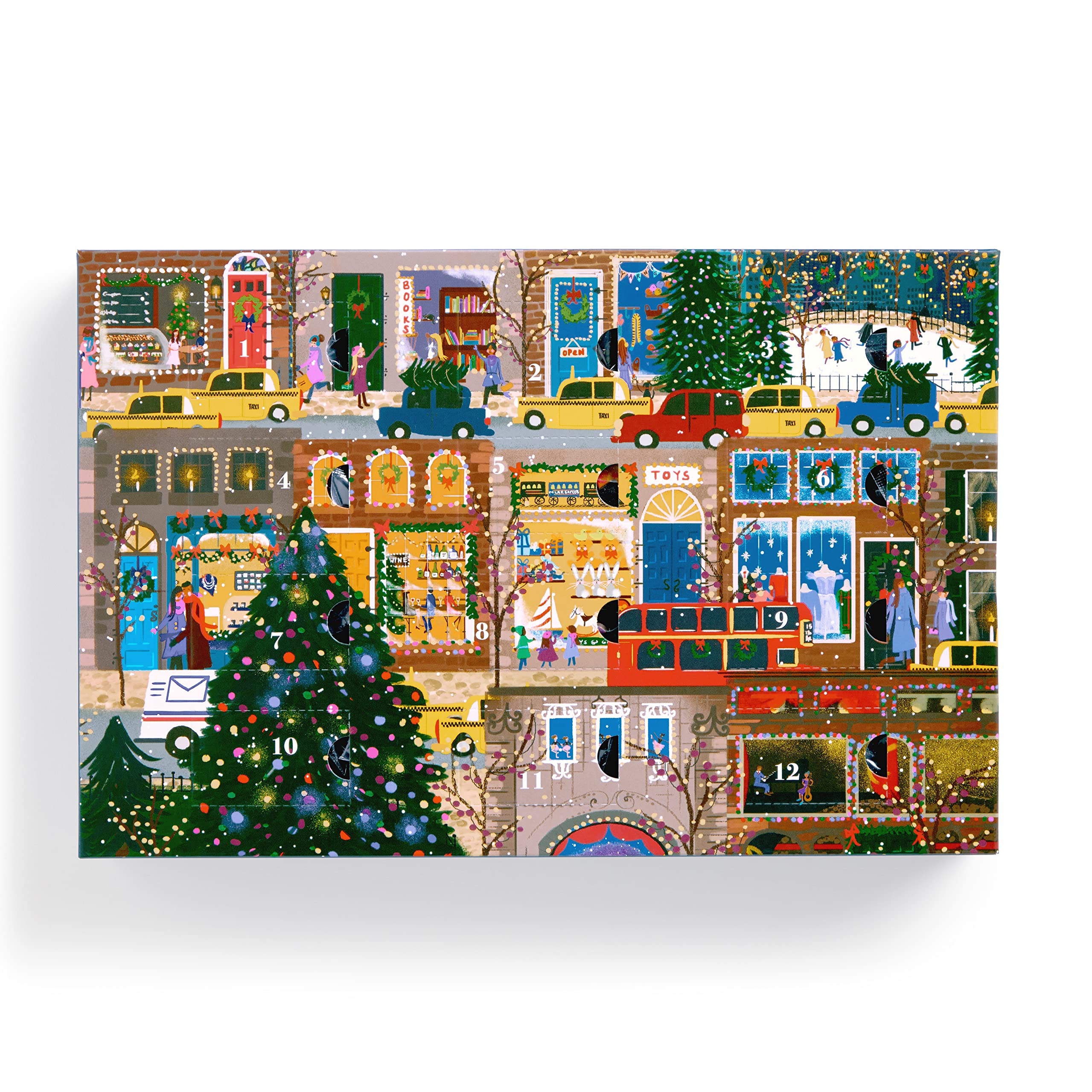 Galison Winter Lights Christmas Countdown – 12 Days of Puzzles Featuring Images of Winter City Fun