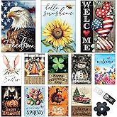 Seasonal Garden Flags Set of 12, Double-Sided, 12 x 18 inches, Weather Resistant, with Anti-Wind Clip