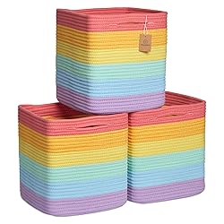 NaturalCozy Storage Cubes 11 Inch Cotton Rope Woven