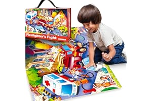 QUOKKA Giant Floor Puzzles for Kids Ages 4-6 - 2x3 Feet 48 Piece Puzzles for Toddlers 3-5 - Fire Truck Improved Version