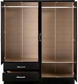 Seconique Nevada 4 Door 2 Drawer Wardrobe Black Gloss W1540mm view 7