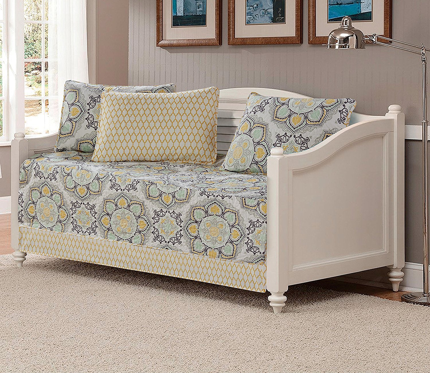 Mk Collection 5pc Day Bed Reversible Quilted Cover Set