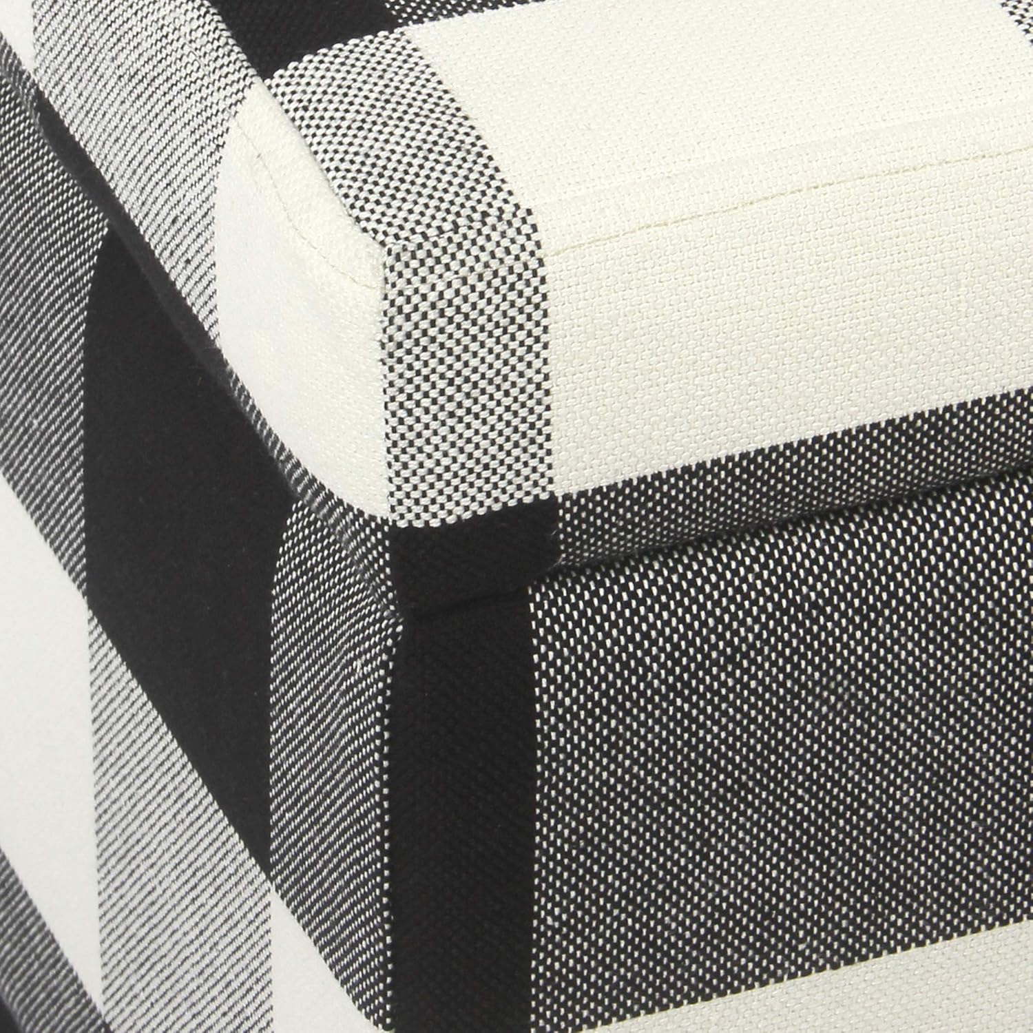 HomePop Large Upholstered Rectangular Storage Ottoman Bench with Hinged Lid, Black Buffalo Plaid: Kitchen & Dining