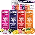 ODYSSEY ELIXIR Sparkling Mushroom Drink with Lions Mane and Cordyceps Adaptogenic Mushrooms, L Theanine and Green Tea Caffeine for Energy and Focus, 12 Fl oz, Variety Pack, 12 Cans