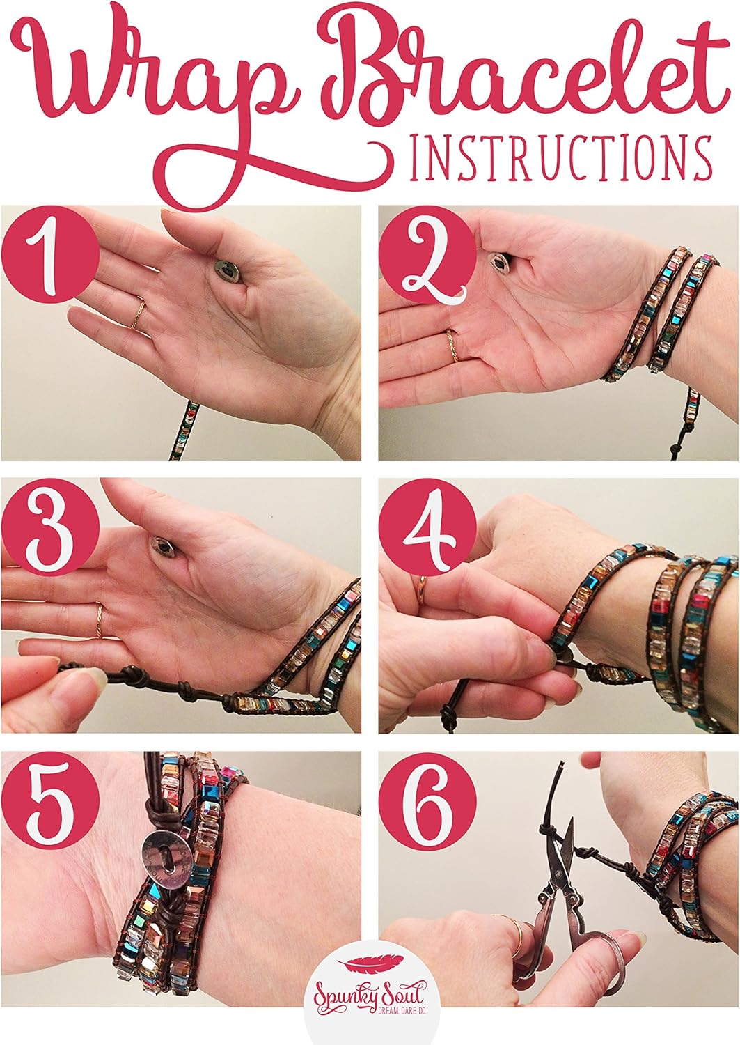 3 Wrap Dazzling Multi Color Crystal Leather Bracelet | SPUNKYsoul Collection: Clothing