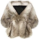 BABEYOND Womens Faux Fur Collar Shawl Faux Fur Scarf Wrap Evening Cape for Winter Coat
