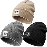 FURTALK 3 Pack Toddler Kids Beanie Baby Winter Hat Knit Boys Girls Kids Embroidered Warm Cap