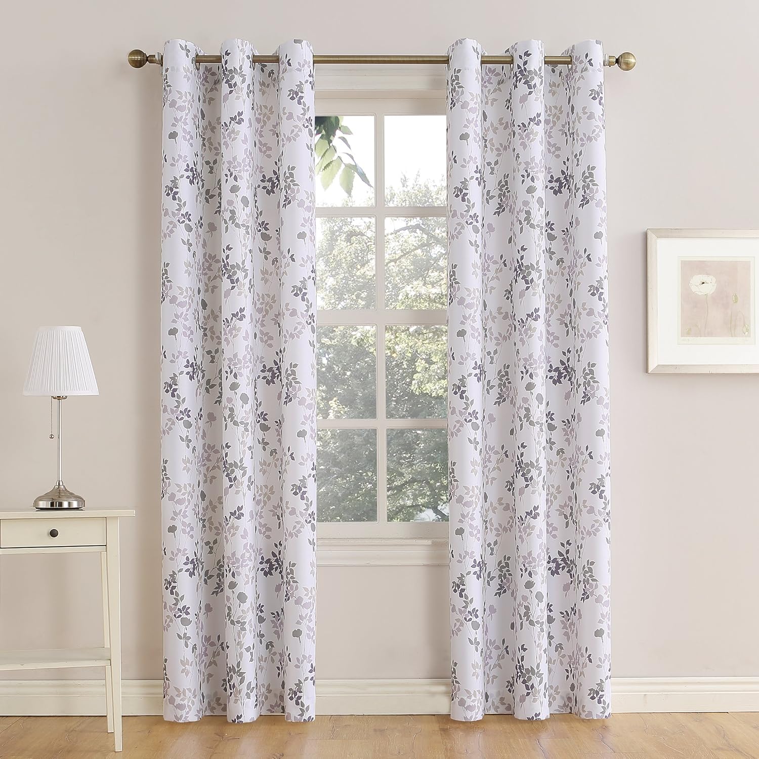 No. 918 Roelyn Mabel Floral Print Grommet Curtain Panel, 48" x 95