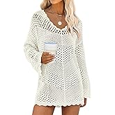 ANRABESS Swimsuit Cover Up for Women Crochet Bathing Suit Summer Swimwear V Neck Mesh Knit Dress 2026 Beach Vacation Clothes