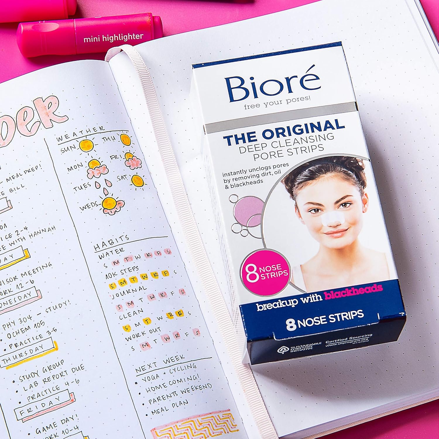 Bioré Original, Deep Cleansing Pore Strips, 14 Nose Strips for Blackhead Removal, with Instant Pore Unclogging, features C-Bond Technology, Oil-Free, Non-Comedogenic Use: Beauty
