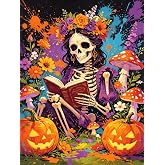 Tabszca Halloween Skull Paint by Numbers Kit for Adults 16 X 20 Inch | Halloween Adult Paint by Number Kits on Canvas, DIY Acrylic Painting by Number for Adults for Home Wall Decor Gifts