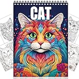 Cat Coloring Book for Adults Spiral Bound, One