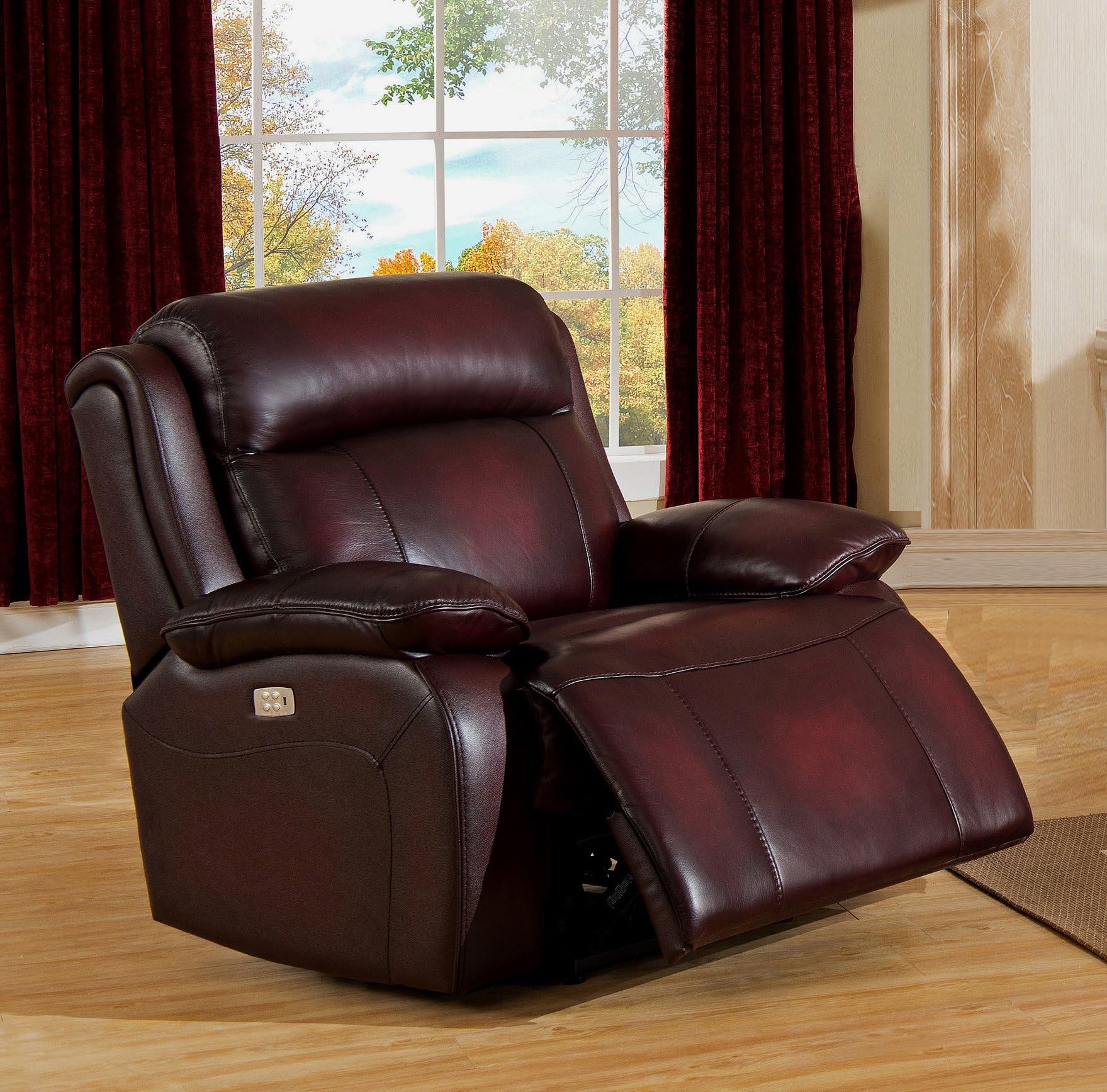 Hydeline Faraday Power Recliner with Power Headrest, Deep Red