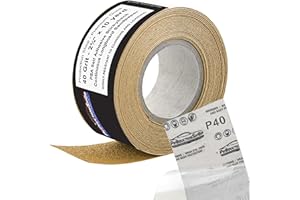ProductionShop Premium 40 Grit PSA Gold Longboard Sandpaper, 2-3/4" Wide Continuous 10 Yard Roll - Self Adhesive Stickyback for Autobody Paint, Wood Air File Long Board Sanders, Hand Sanding Blocks