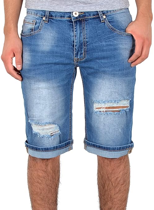 by-tex Herren Jeans Shorts kurze Bermuda Shorts Used Look kurze Hose Basic Jeans Shorts AS431