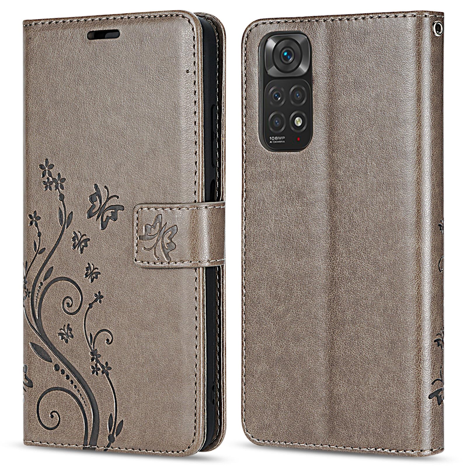 betterfon Mobile Phone Case for Xiaomi Redmi Note 11 Case, for Xiaomi Redmi Note 11S Case, Protective Flip Case Premium PU Leather Compatible with Redmi Note 11 / Redmi Note 11S Grey