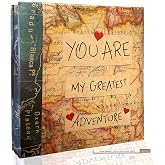 Holoary Self Adhesive Page Photo Album with Metallic Pen Magnetic Self-Stick Scrapbook for 3x5 4x6 5x7 6x8 8x10 Hand Made DIY 40 pages Albums, Printed Kraft Paper Cover Old Map Adventure Memory Book
