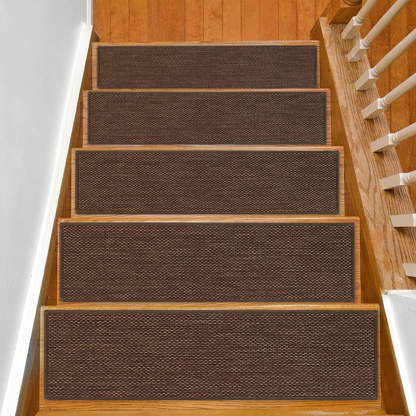 Photo 1 of SMILOOL Stair Treads Non Slip for Wooden Steps Indoor 10" x 30" 15 Pack Extra Wide Stair Tread Carpet Stairs Runner, Step Pads with Reusable Adhesive for Dogs Kids Elders, Machine Washable, Brown