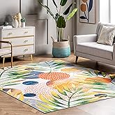 nuLOOM Amelia Machine Washable Tropical Ultra Thin Area Rug, 4' x 6', Green