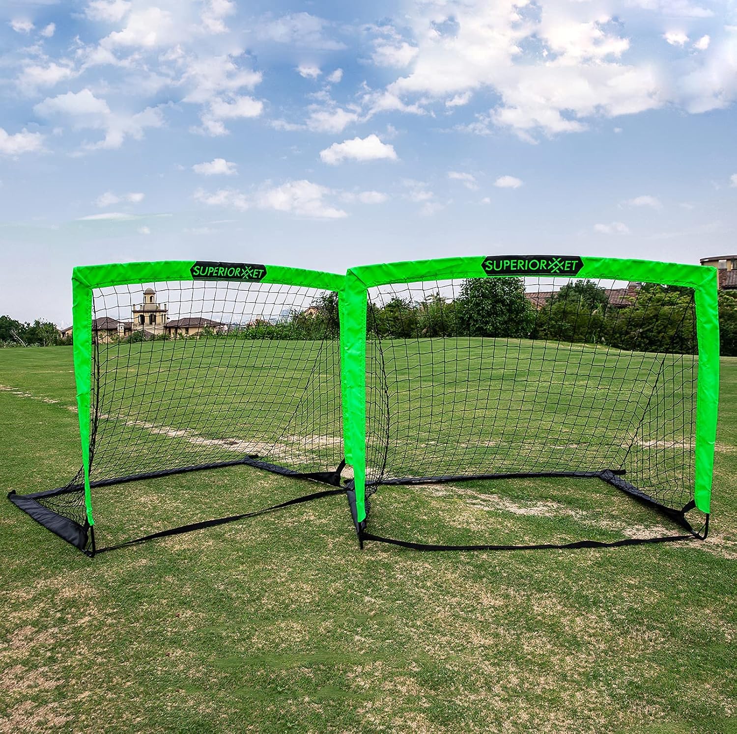 Superiornet Portable Training Goals，4‘x3’ Pop Up Soccer Net for Kids Backyard，Set of 2 with Carry Bag (Green) : Sports & Outdoors