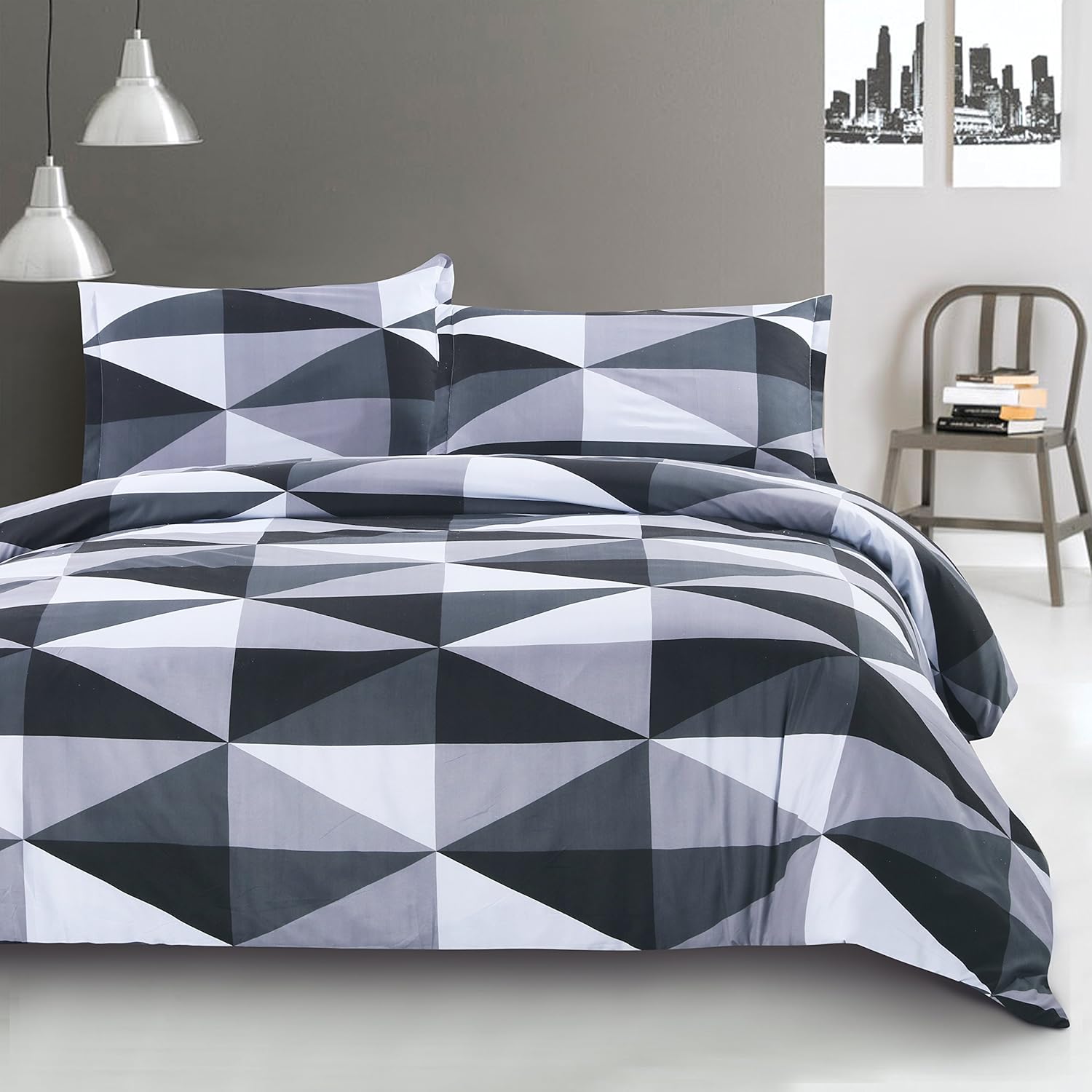 Kina Linen Duvet Cover Set 3 Pieces Geometric Style Bedding Set