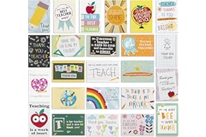 Bargain Paradise 24 Pack Teacher Thank You Cards - Cute & Unique Greeting Cards in 24 Adorable Themes, 4 x 6 Inches