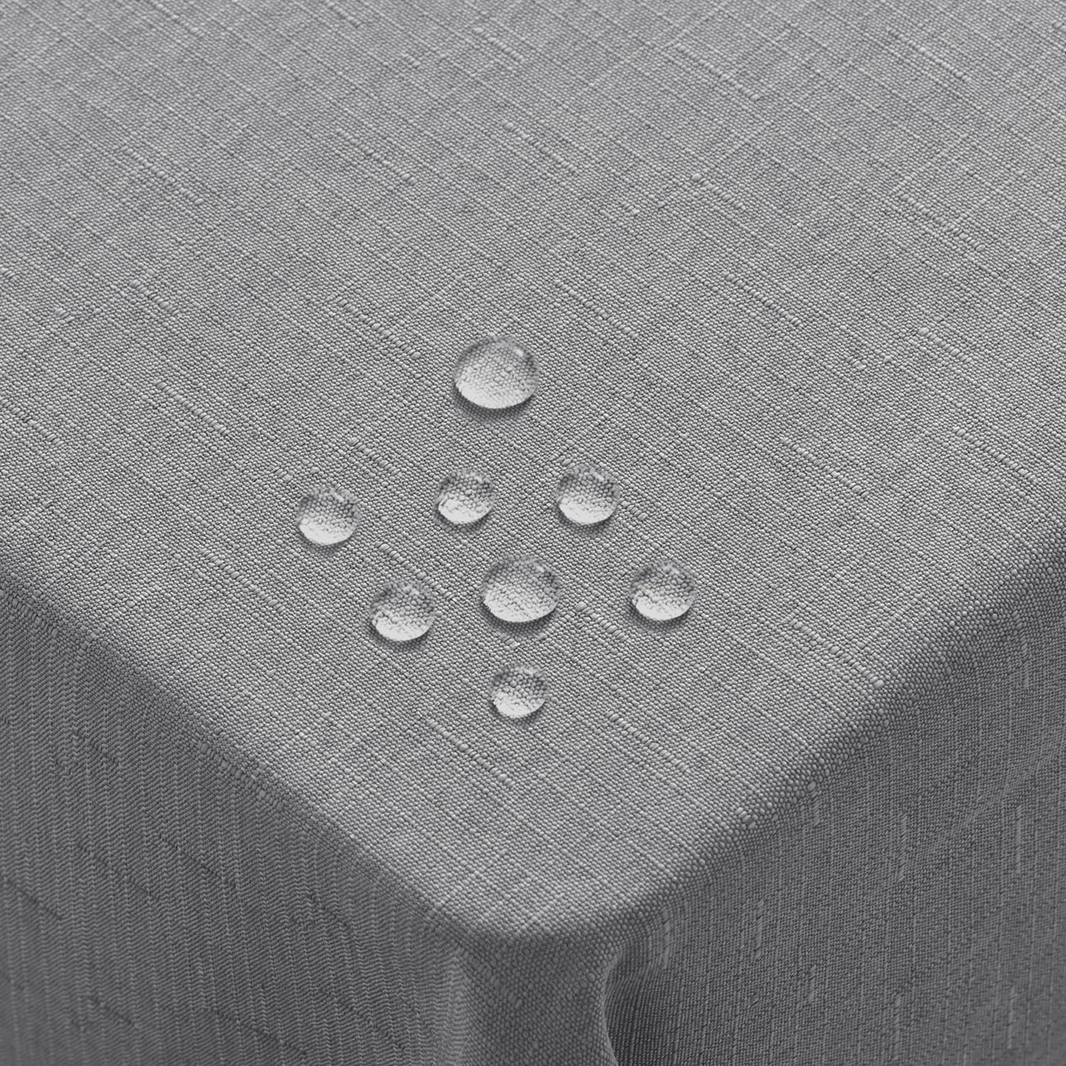 Homaxy Linen Table Cloth Wipe Clean 130x160 cm, Wipeable Water Resistant Rectangular Tablecloth, Fabric Washable Dining Table Cover for Kitchen Indoor Outdoor, Grey