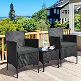 Yaheetech 3-Piece Rattan Garden Set Outdoor Patio Conversation Furniture Black view 2