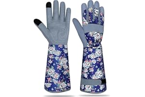 MERTURN Long Gardening Gloves for Women Thorn Proof Leather Garden Gloves Breathable Working Gloves for Women Yard Outdoor