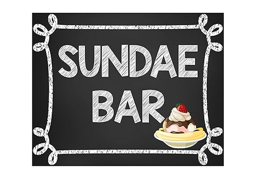Amazon Com Sundae Bar Ice Cream Party Sign Dessert Bar Ice