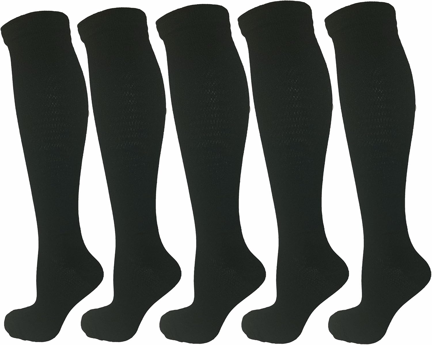 5 Pair Black Large/XLarge Ladies Compression Socks, Moderate/Medium