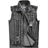 NASKY Men's Fit Retro Ripped Denim Vest Sleeveless Jean Vest and Jacket