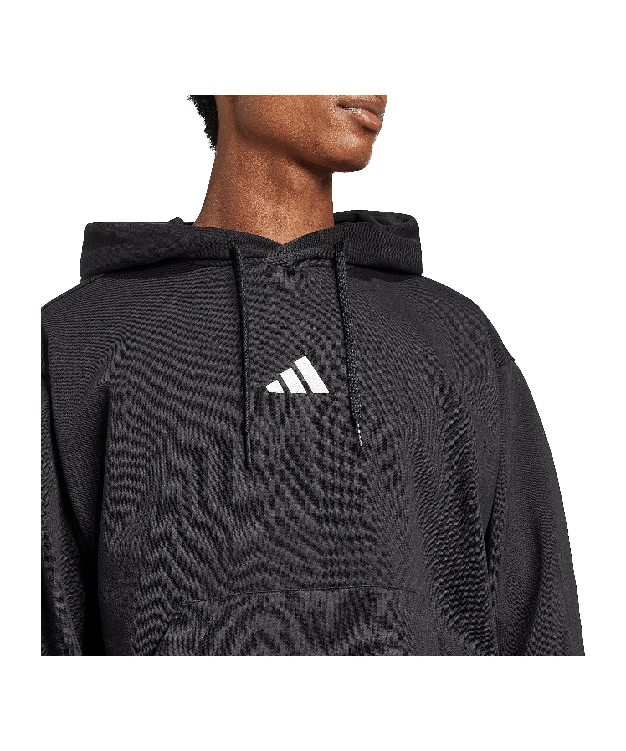 adidas Herren Essentials FEELCOZY Fleece Hoodie, Black/White, L 3