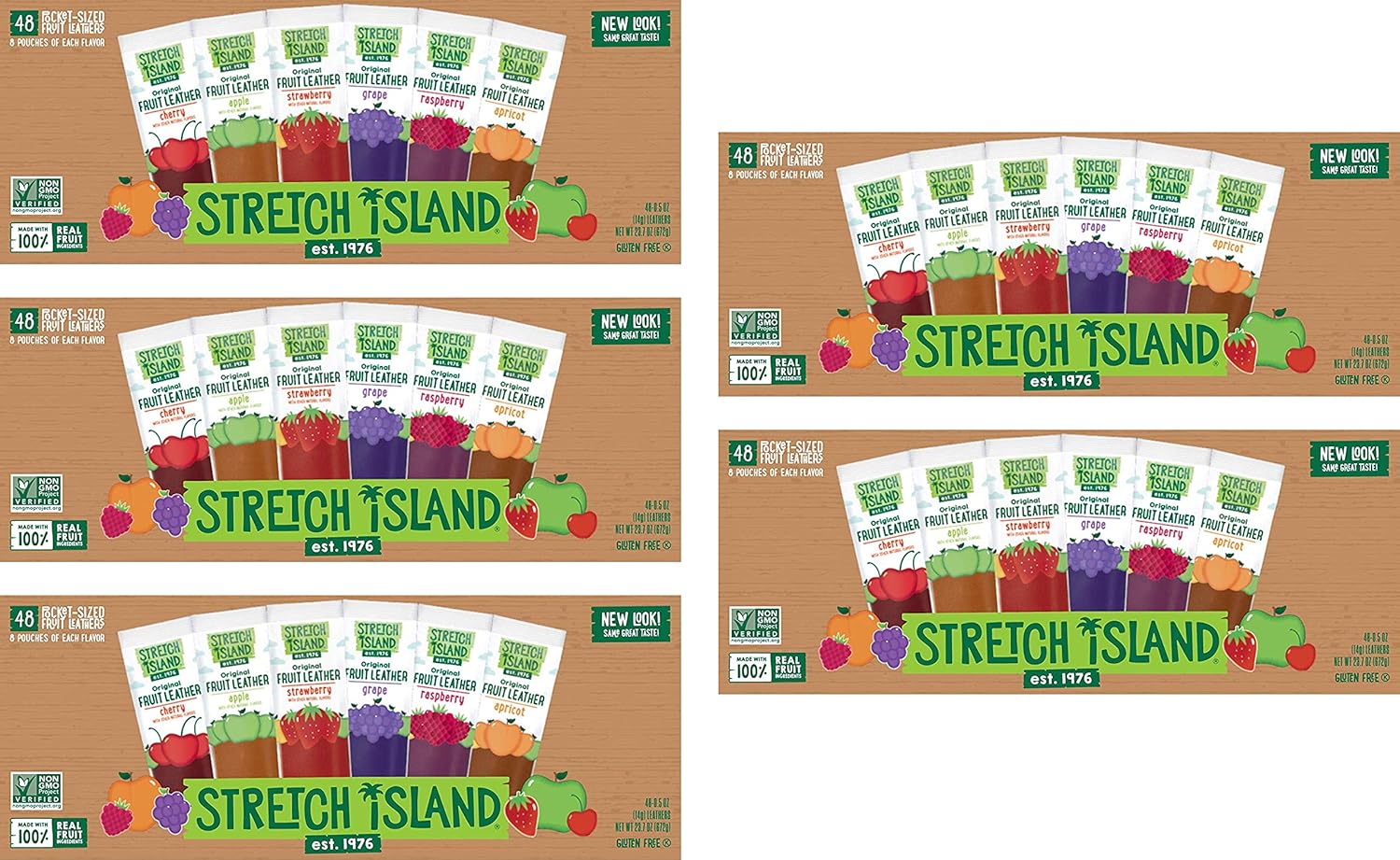 Stretch Island Fruit Leather Snacks Variety Pack, 0.5 Ounce, Pack of 48, -5 Pack