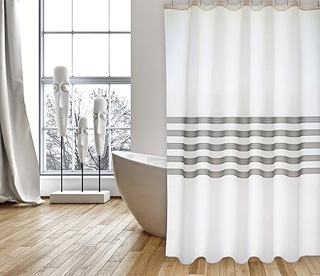 MSV Cotexsa by Premium Anti-Schimmel Textil Duschvorhang - Anti-Bakteriell, waschbar, 100% wasserdicht, mit 12 Duschvorhangri