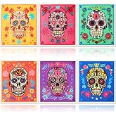 Rtteri 6 Pcs Swedish Halloween Dishcloths Day of The Dead Sugar Skull | 7.9 x 7.1 in, Reusable Kitchen Dish Towels, Absorbent, Cleaning Sponge Cloths, Swedish Towels for Halloween Party Supplies