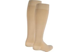 NuVein Medical Compression Stockings, 20-30 mmHg Support for Women & Men, Knee Length, Closed Toe, Beige, Small