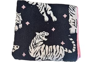 Betsey Johnson Bath Towel, Black with Tigers, 52 x 28 Inches
