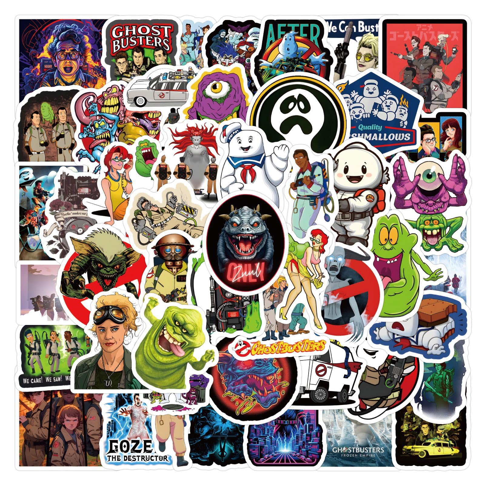 60pcs Ghost Busters Stickers, Classic Movies Stickers, Horror Aesthetic Waterproof Graffiti Decals for Laptop Luggage Skateboard Guitar