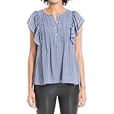 Max Studio Women's Crepe Pintuck Flutter Sleeve Blouse