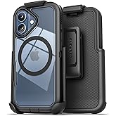 Encased for iPhone 17 Protective Case with Belt Clip (Compatible with MagSafe) Shockproof Dual-Layer Frosted Case and Phone Holster (Black)