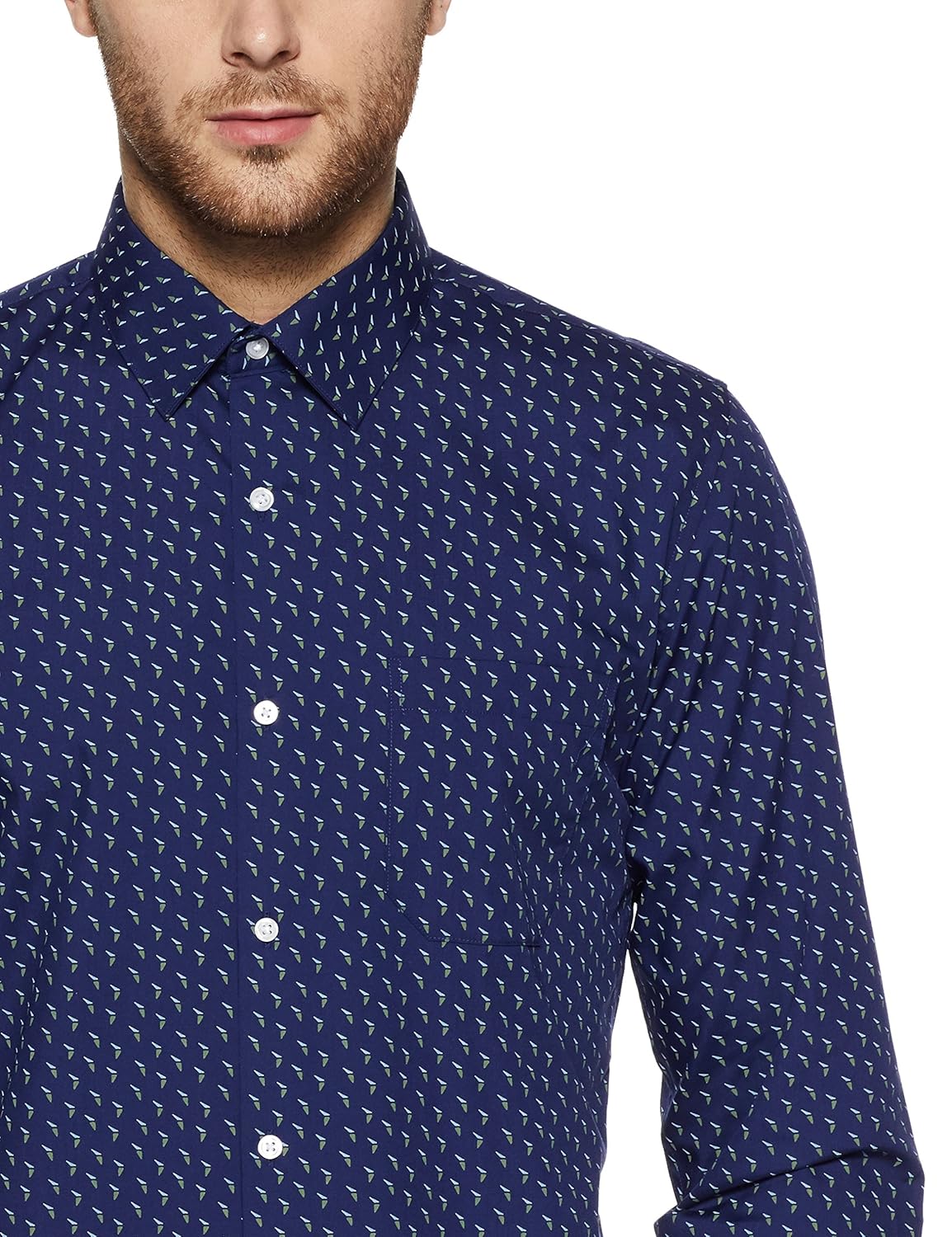 peter england men's printed slim fit formal shirt